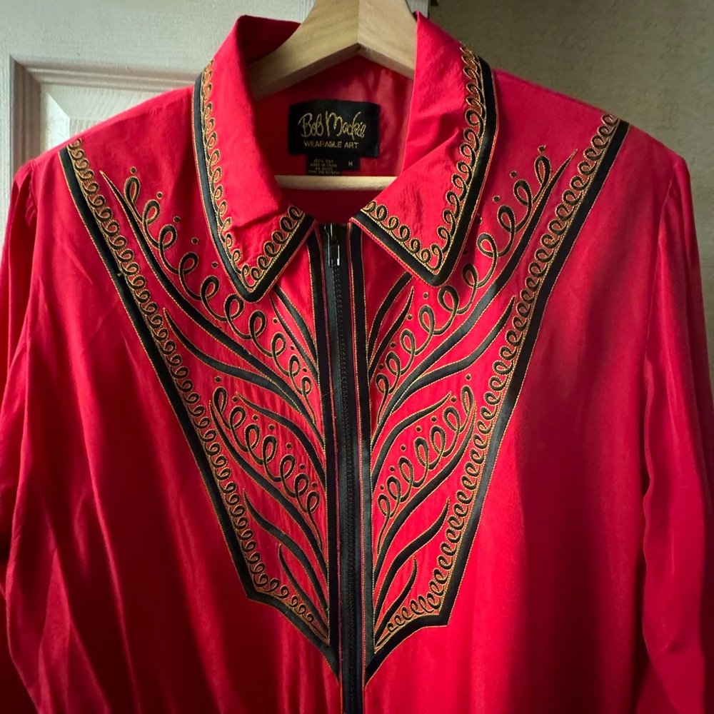 Bob Mackie Wearable Art Red Black Western Style Shirt Vintage